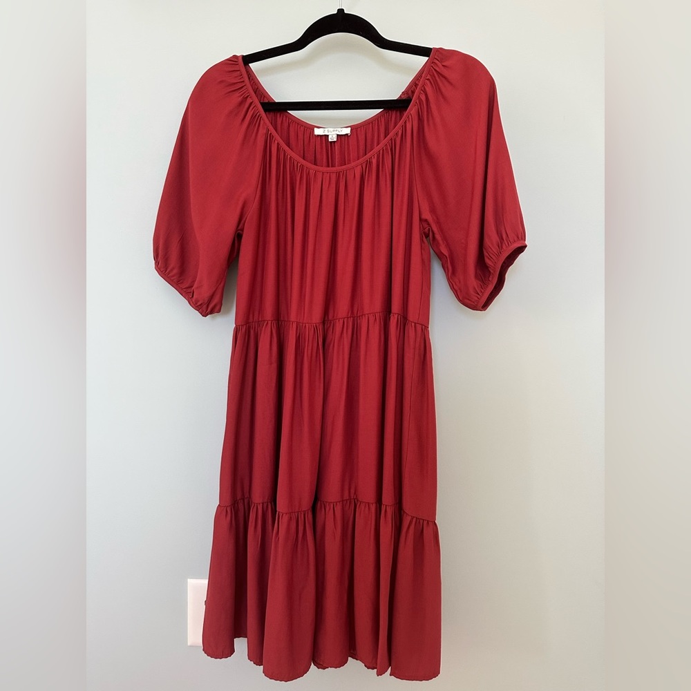 Z-SUPPLY Kylie Tiered Mini Dress in Red - Picture 4 of 8